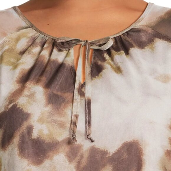 Terra & Sky Women's Plus Size Print Mesh Peasant Long Sleeves Top 2X/20W-22W - Picture 3 of 7